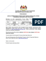 Jadual Permohonan Kursus Wajib Tenaga Pengajar Latihan