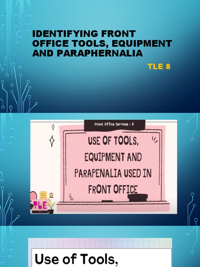 Identifying Front Office Tools, Equipment and Paraphernalia PDF