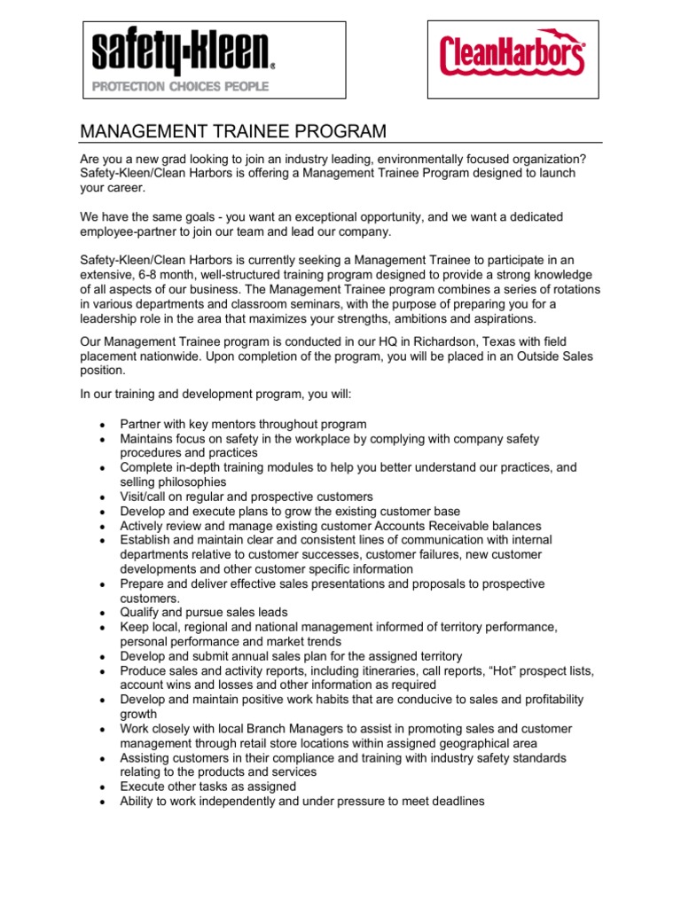 Management Trainee Program Overview | PDF | Sales | Return On Investment