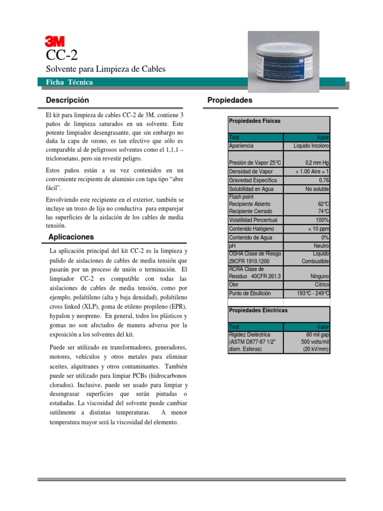 Solvente para Limpieza de Cables | PDF | Solvente | Compuestos químicos