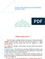 Interview, Types of Interview, Role of Interviewer in Data Collection, Interview Skills and Interviewer's Effect