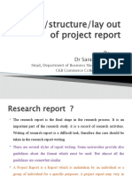 Format/structure/lay Out of Project Report: by DR Sarat Borah