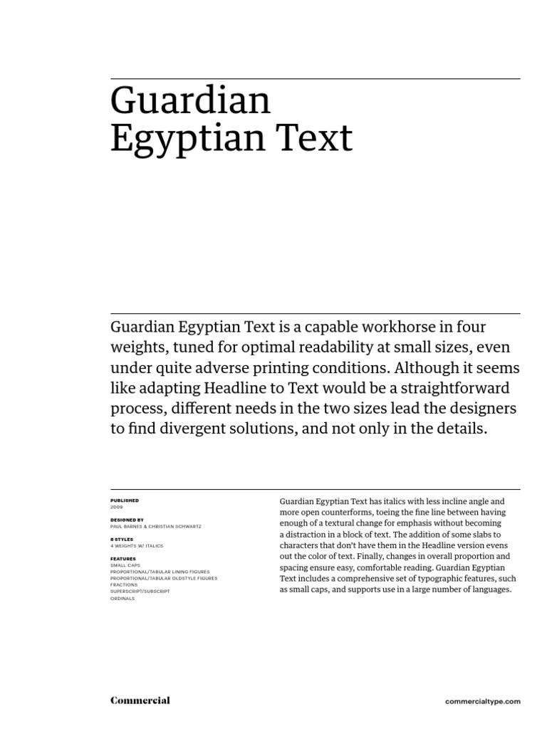 Guardian Egyptian Text: Commercial | PDF | Typography | Text