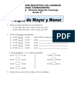 Ficha Signo de Mayor y Menor para Tercero de Primaria