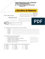 Ficha Lectura y Escritura de Numeros para Tercero de Primaria