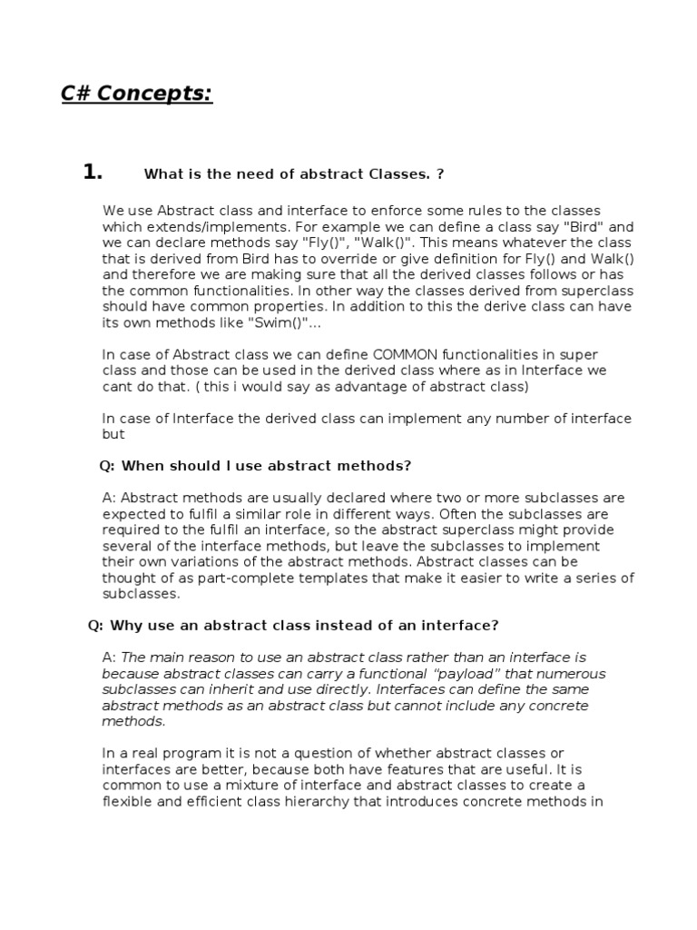 C# Abstract Classes Explained | PDF | Class (Computer Programming ...