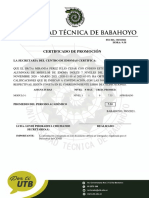 Certificado de Promoción: La Secretaria Del Centro de Idiomas Certifica