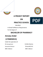 A Project Report ON Practice School: Submitted in Partial Fulfillment of Requirements For The Degree of