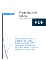 Trabajo Práctico - Pragmática de La Lengua - Lizarzuay Janet