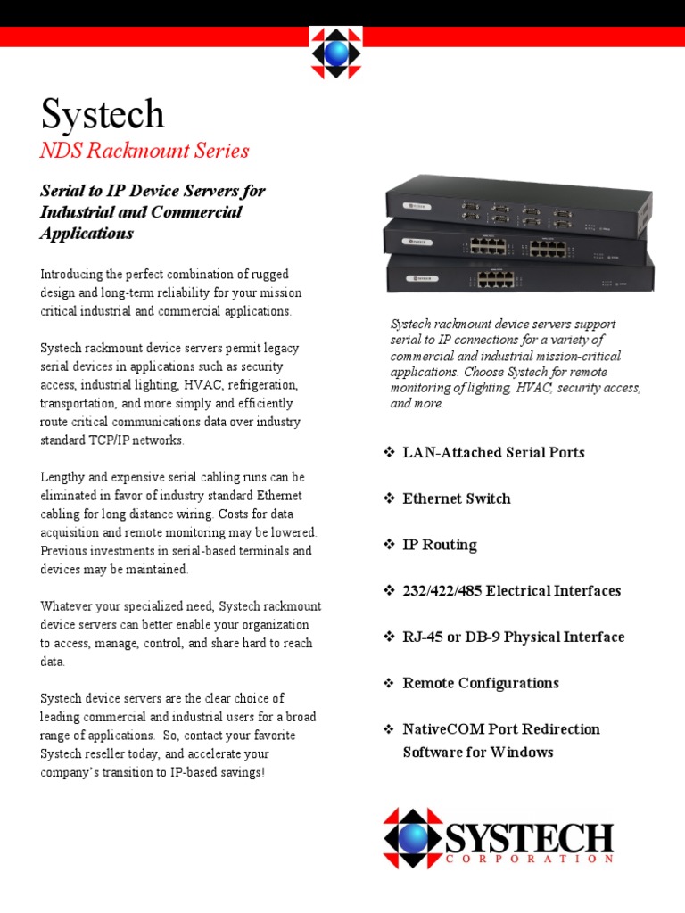 Systech NDS Rackmount Datasheet | PDF | Computer Networking | Computer ...