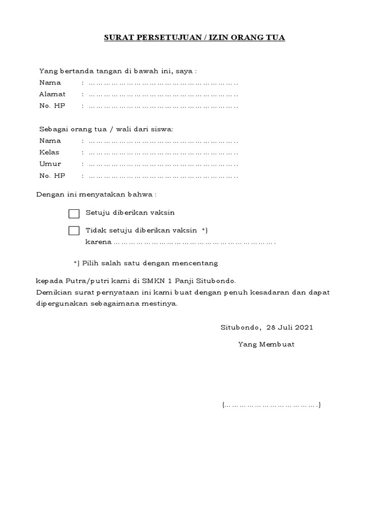 Download 62+ Contoh Surat Izin Vaksin Di Sekolah Terbaik Gratis