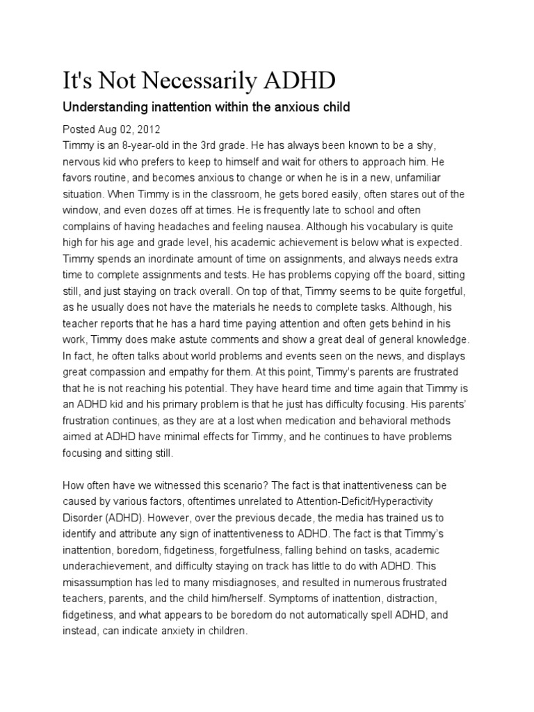 Adhd Vs Anxiety | PDF | Attention Deficit Hyperactivity Disorder | Anxiety
