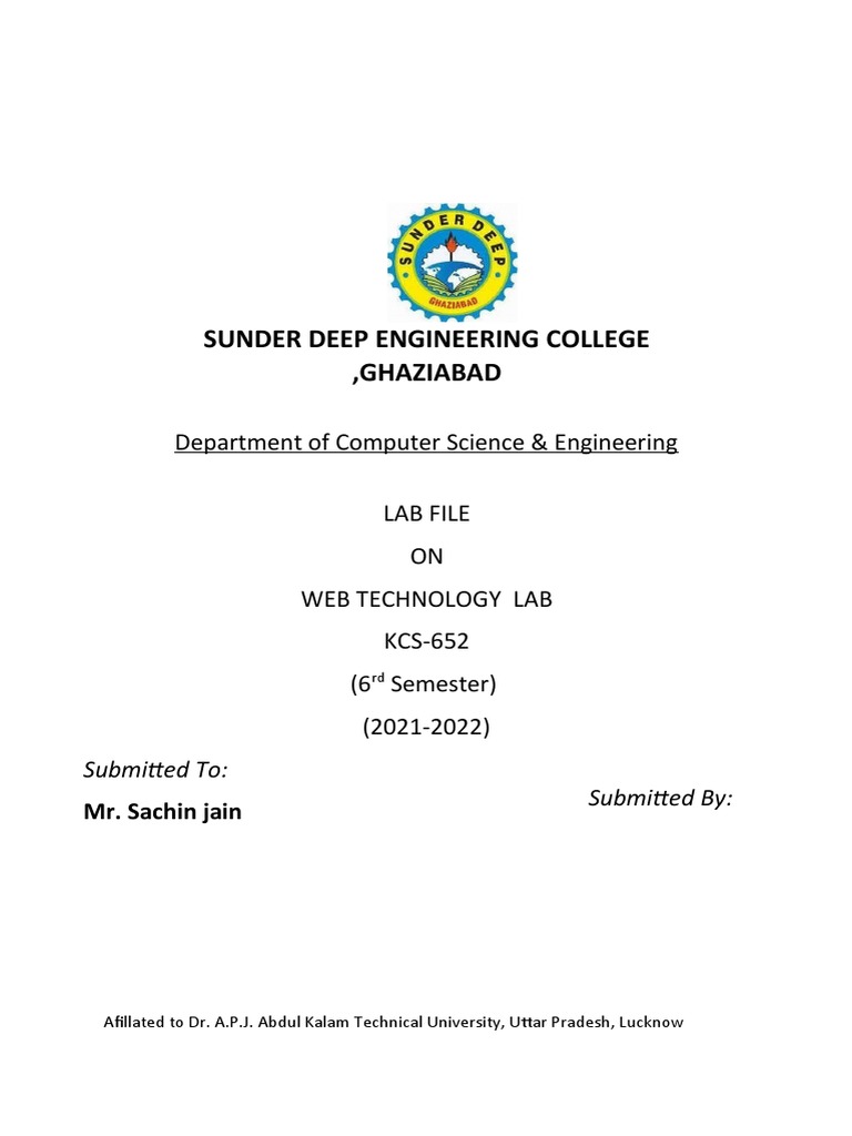 Web Technology Lab File KCS-652 | PDF