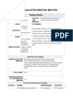 Revised and Adjusted Meeting Minutes