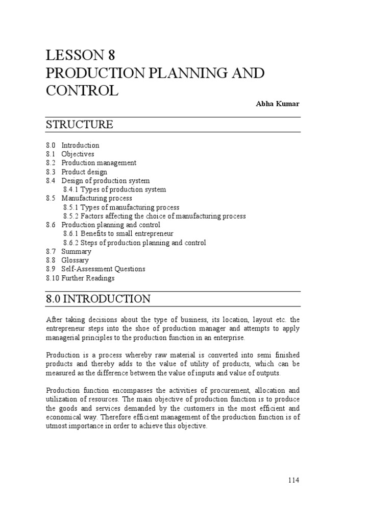 Production Planning and Control Overview | PDF | Production Function ...