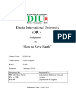 DIU Assignment on "How to Save Earth