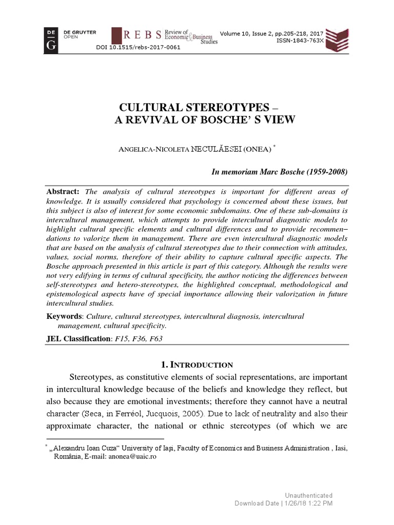 Cultural Stereotypes in Intercultural Management | PDF | Stereotypes ...