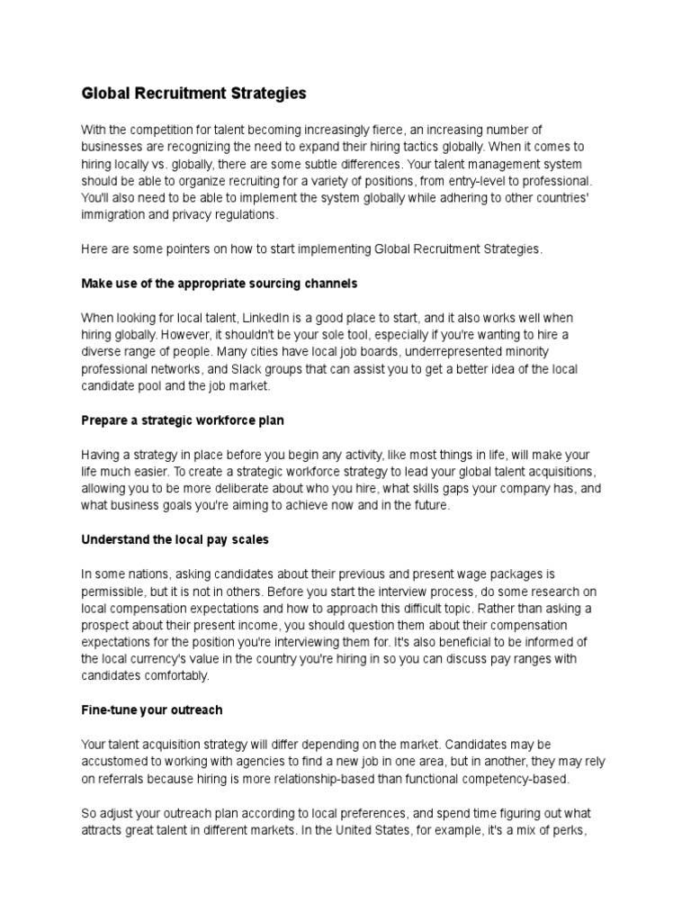 Global Recruitment Strategies Guide | PDF | Recruitment | Business