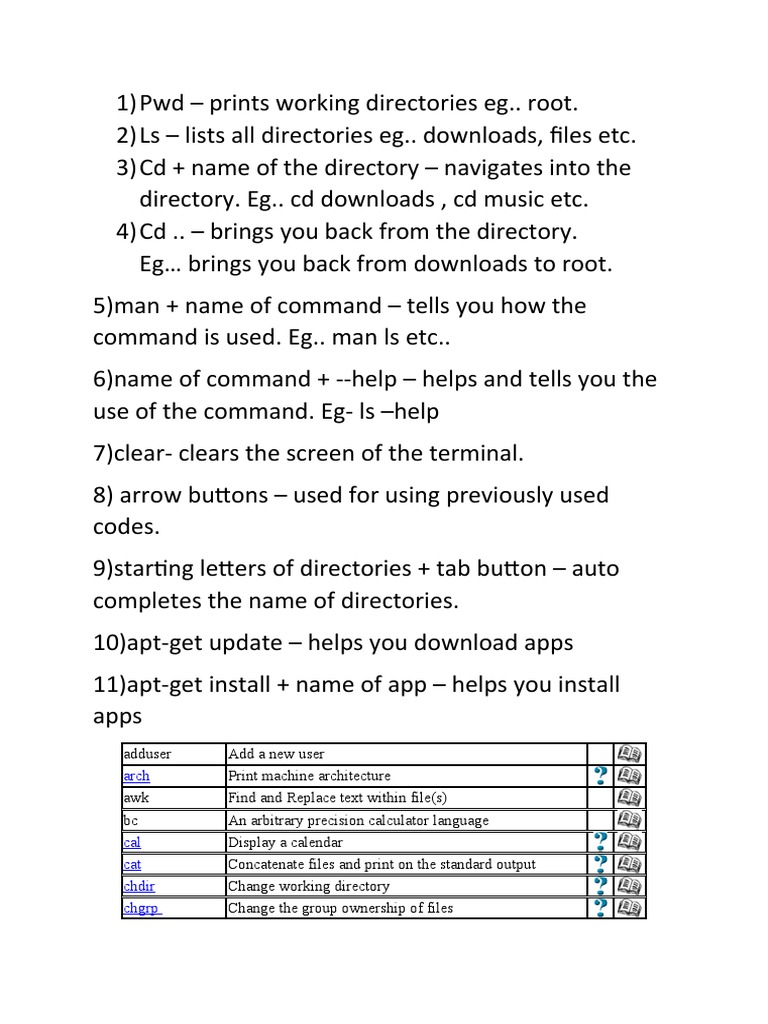 Codes For Terminal | PDF | Computer File | Utility Software