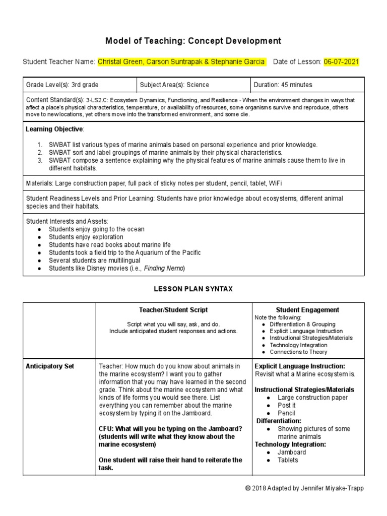 Matp 671 A4 Concept Development Lesson Science | PDF | Marine Biology ...