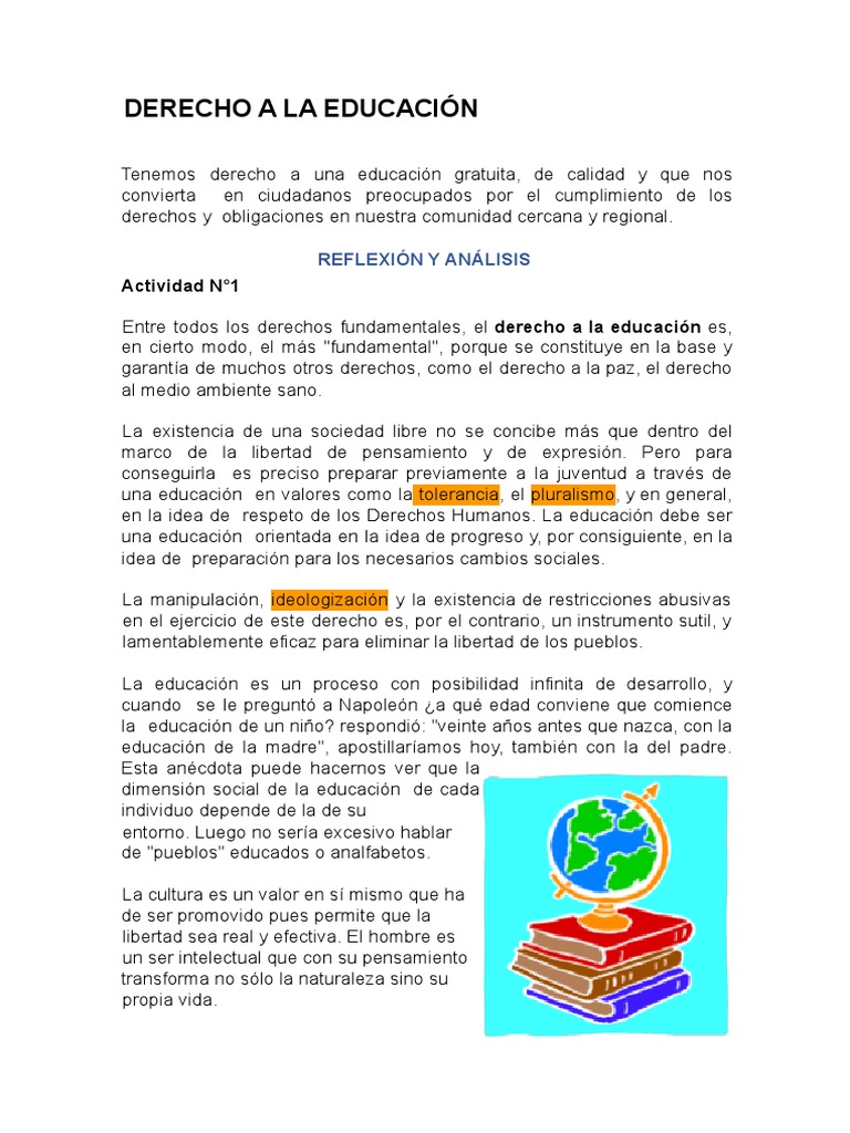 Derecho a la Educación: Fundamentos y Valores | PDF | Dignidad | Tolerancia