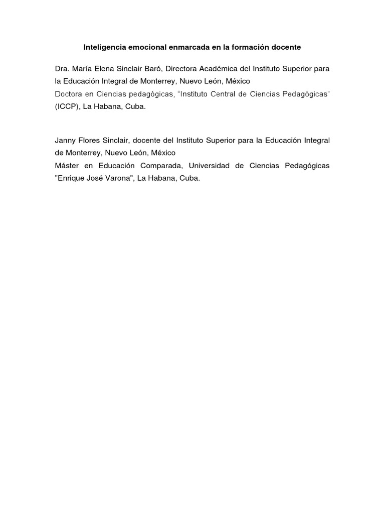 Inteligencia Emocional en Formación Docente | PDF | Las emociones ...