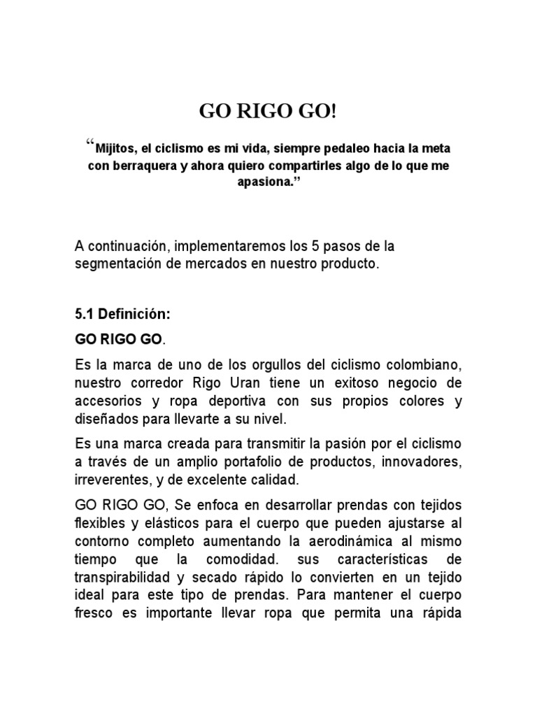 Estrategias de Marketing GO RIGO GO | PDF | Marketing | Business