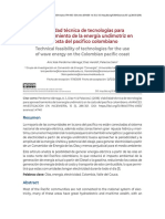 Viabilidad Técnica de Tecnologías para Aprovechamiento de La Energía Undimotriz en La Costa Del Pacifico Colombiano