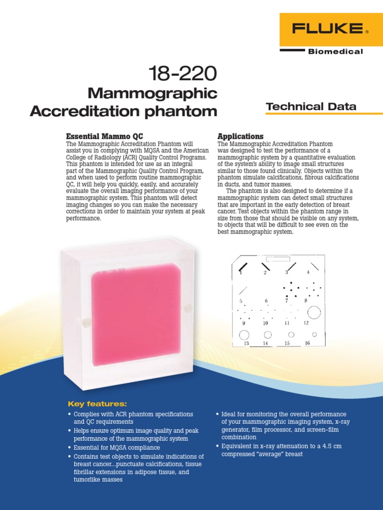 18220 ACR Mammography Accreditation Phantom PDF Mammography