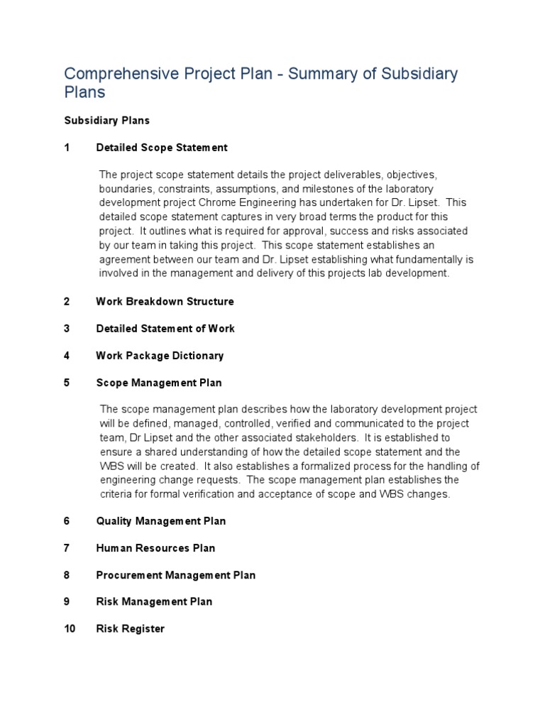 Comprehensive Project Plan Overview | PDF | Systems Engineering | Business