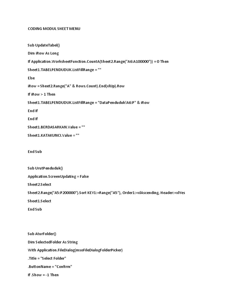 Coding Modul Sheet Menu | Download Free PDF | Computer Programming ...