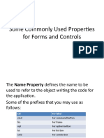 Some Commonly Used Properties For Forms and Controls