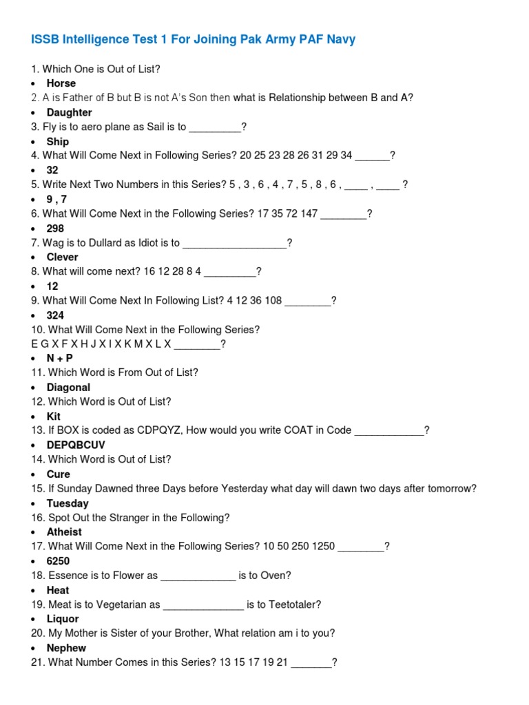 13.solved ISSB Intelligence Test 1-17 | PDF | Interest | Percentage