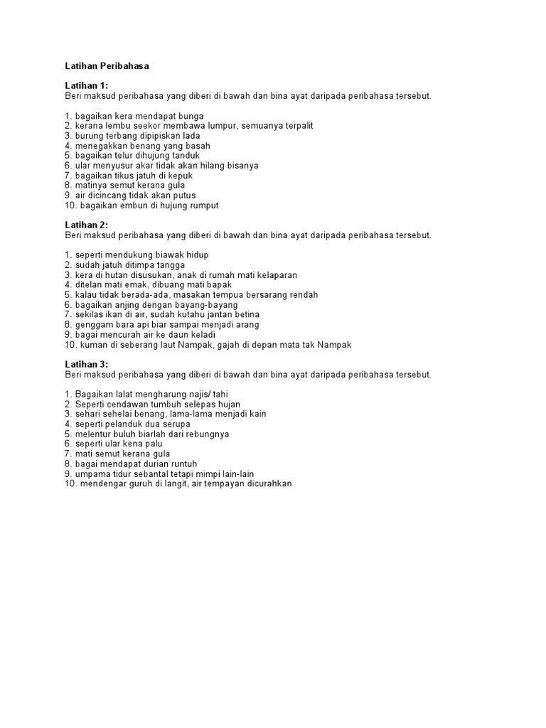 Latihan Peribahasa Pdf