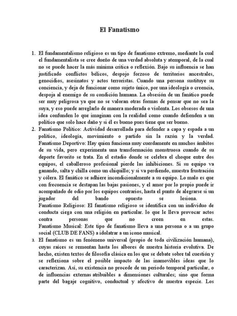 Consecuencias del Fanatismo | PDF | Teorías filosóficas | Conceptos ...