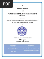 "Online Attendance Management System": Submitted in Partial Fulfillment of Requirement For The Award of The Degree of