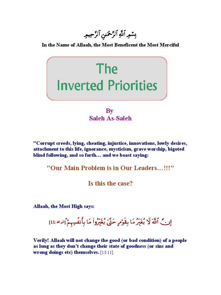 The Inverted Priorities | PDF | Abrahamic Religions | Religious Faiths