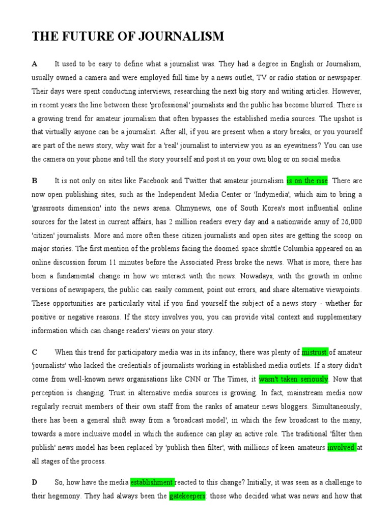 The Future of Journalism | PDF | News | Journalism