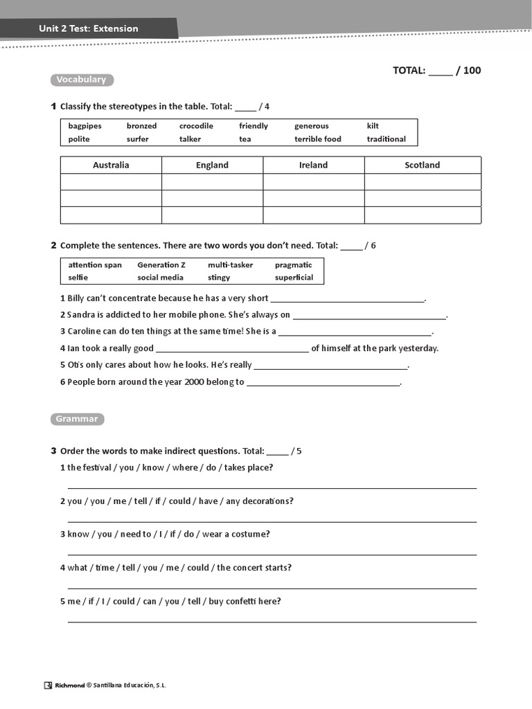 Unit 2 Test: Extension | PDF | Language Arts & Discipline