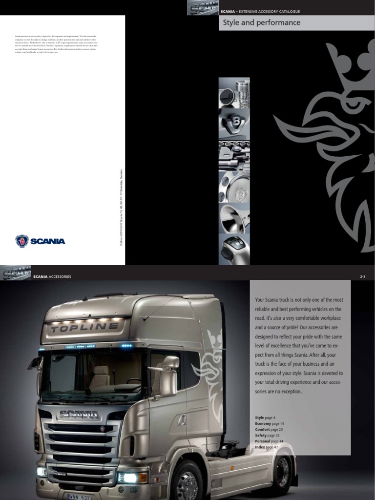 Style and Performance: Scania - Extensive Accessory Catalogue | PDF | Car Body Styles Vehicles