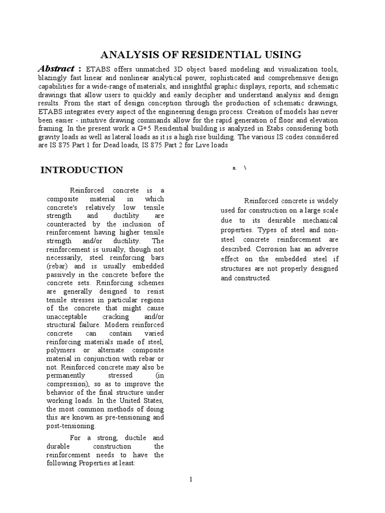Structural Analysis and Design of Residential | PDF | Reinforced ...
