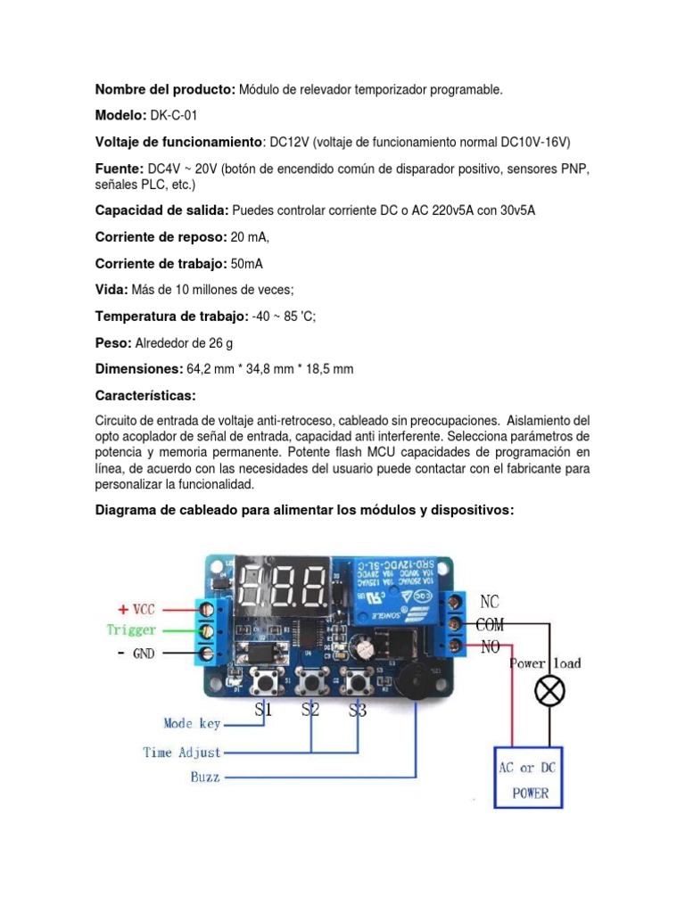 Relevador Temporizador Programable DK-C-01 | PDF | Diodo emisor de luz ...