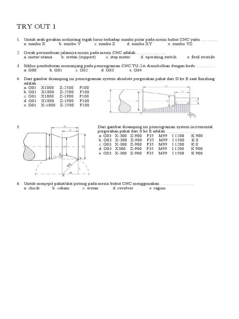 Soal Pemrograman Mesin Bubut CNC | PDF | Teknologi & Rekayasa