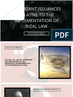 Important Issuances Relative To The Implementation of Rizal Law