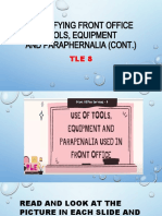 Continuation of The Topic-Identifying Front Office Tools, Equipment - Tle8