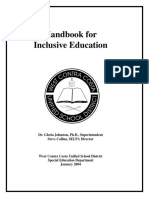 Handbook For Inclusive Education: Dr. Gloria Johnston, PH.D., Superintendent Steve Collins, SELPA Director