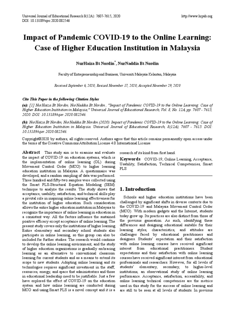 Impact of Pandemic COVID-19 To The Online Learning | PDF | Educational ...