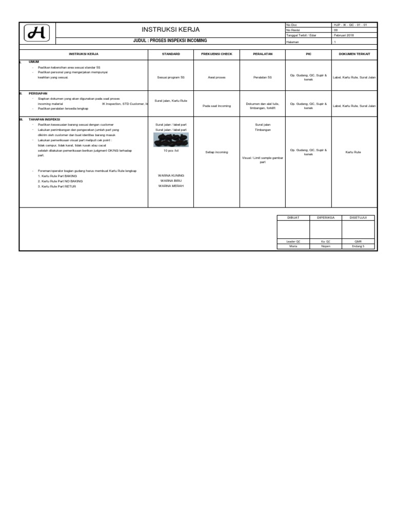 Proses Inspeksi Material Incoming | PDF