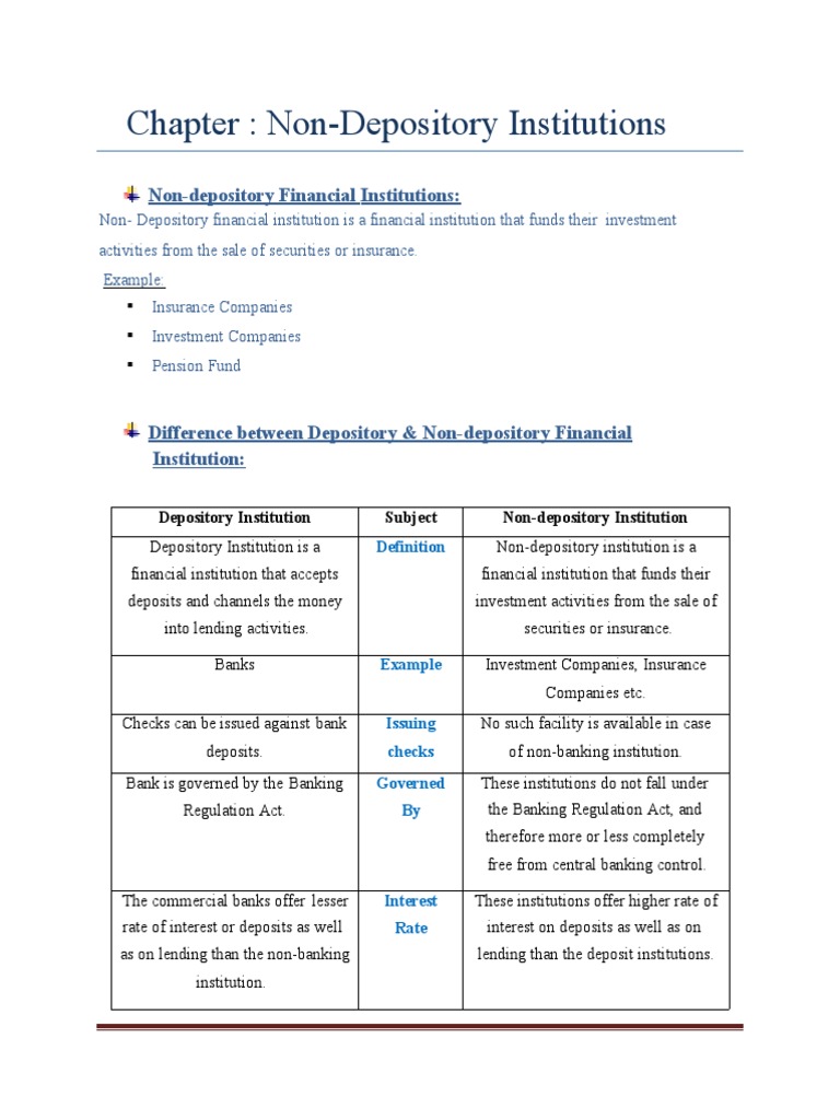 Chapter Non Depository Institutions Pdf Insurance Underwriting