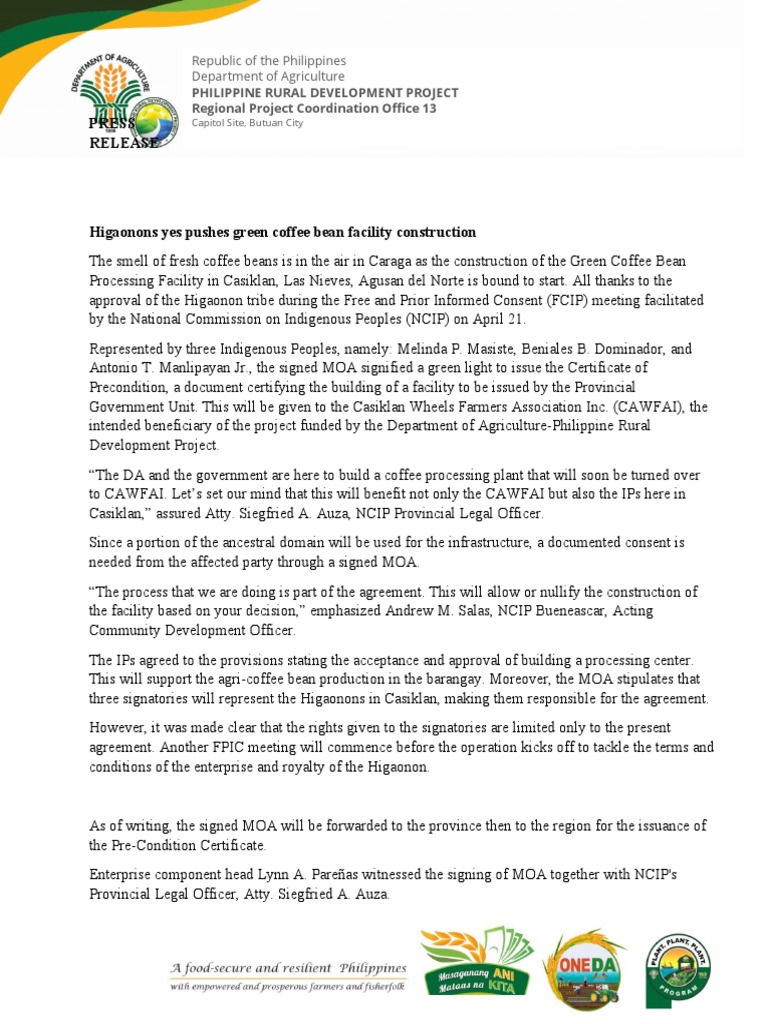 Press Release: Philippine Rural Development Project Regional Project ...